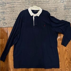 Ralph Lauren 3XB Navy Cotton Rugby Long Sleeve Shirt Big and Tall